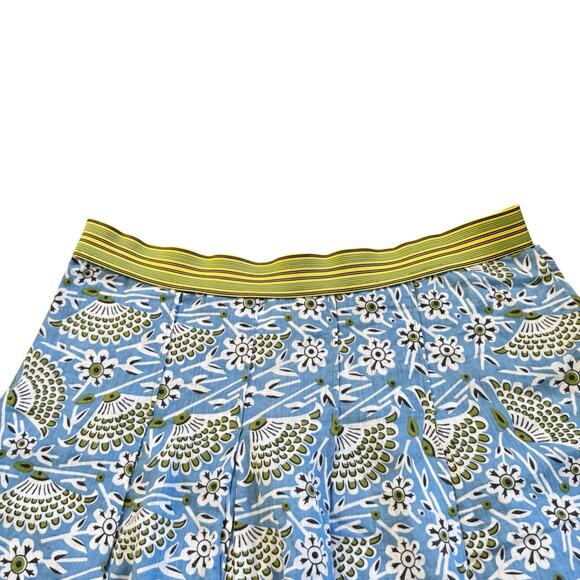 Free People Patterned Mini Skirt Beach Cover Up Semi Sheer Size 4 Blue Green - Picture 9 of 10